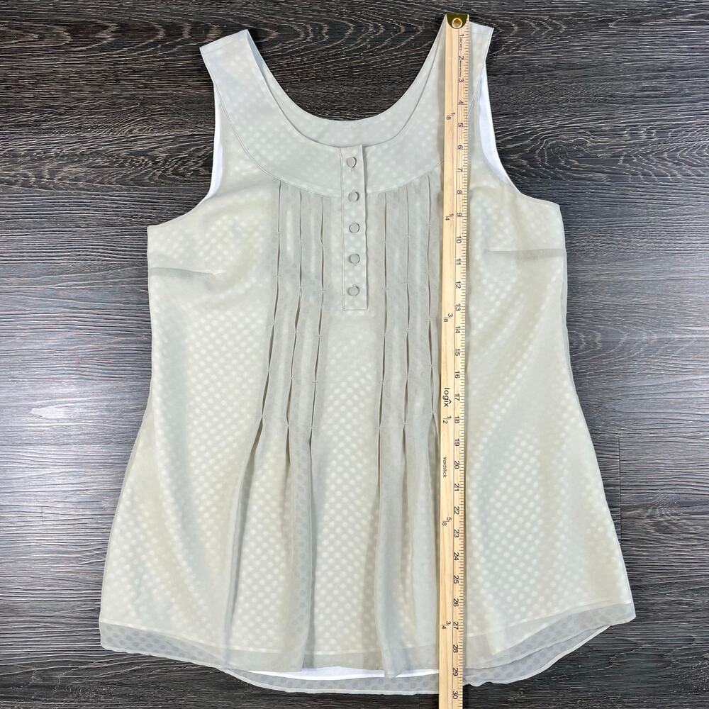 Soft Surroundings‎ Women's Sleeveless Top Size Small Sage Sheer Pleated Buttons - Picture 6 of 8